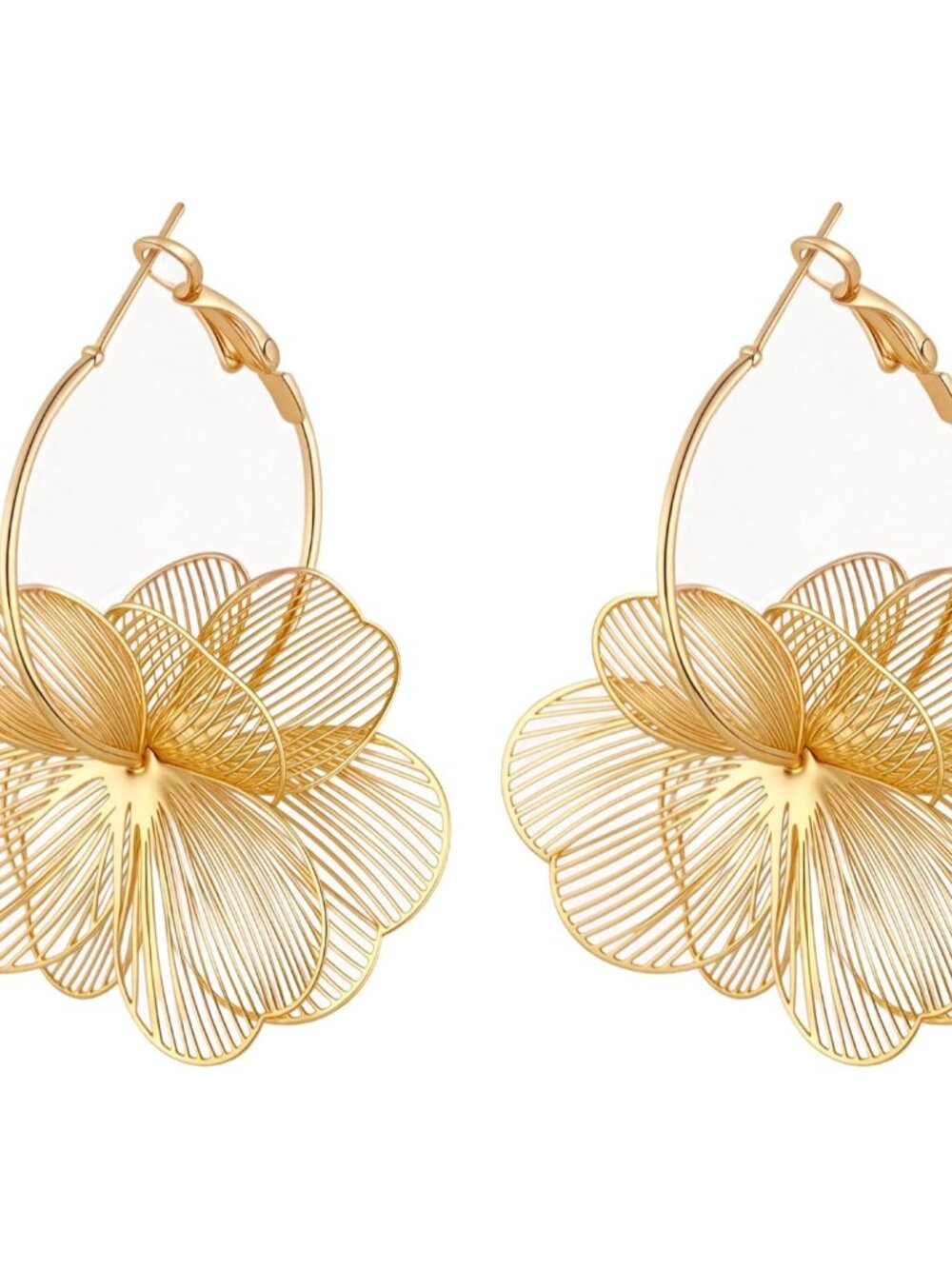 Dangle Flower Earrings for Women Statement Trendy Hoop Earring Floral Drop Earri